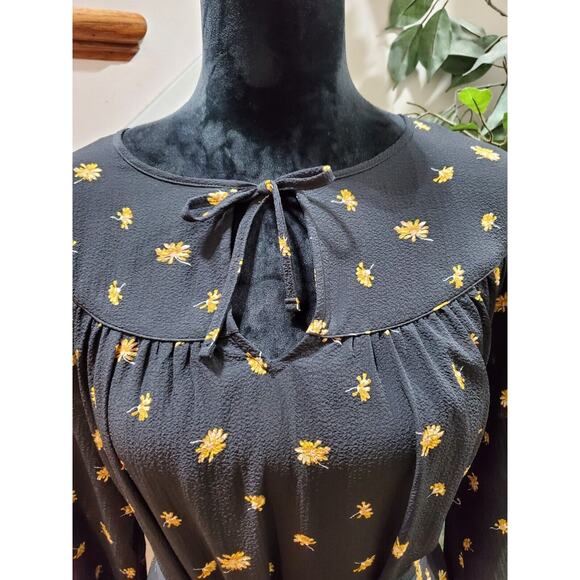 Madewell Women's Black Polyester Round Neck Long Sleeve Knee Length Dress Small - Picture 2 of 13